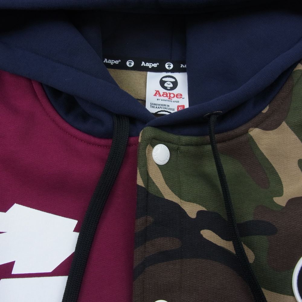 A BATHING APE アベイシングエイプ 22SS  AAPE Fancy BUTTON HOODIE プルオーバー スウェット パーカー   マルチカラー系 XL【極上美品】【中古】