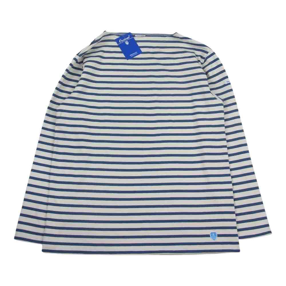 ORCIVAL オーシバル ボートネック コットンロードシャツ ホワイト系 ブルー系 6【極上美品】【中古】
