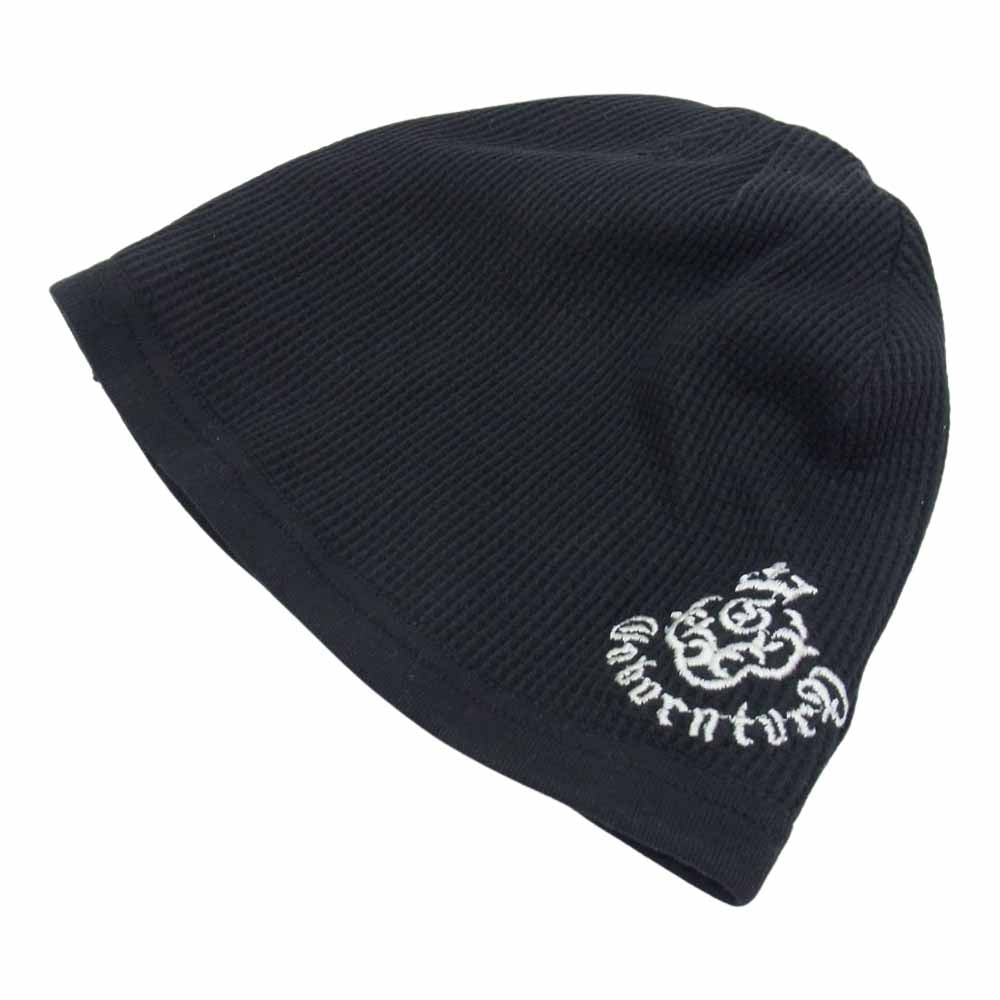 GABOR ガボール ロゴ 刺繍 ワッフル ニット帽 ビーニー ブラック系【中古】
