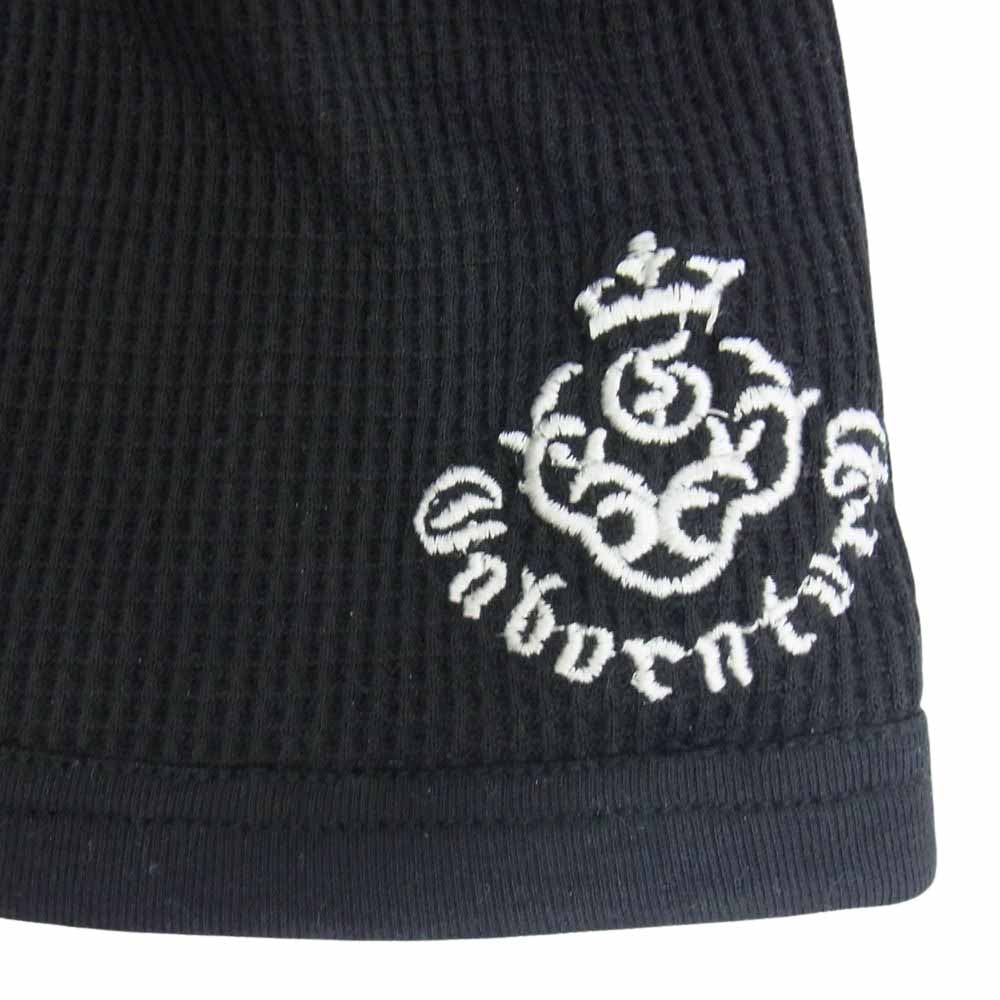 GABOR ガボール ロゴ 刺繍 ワッフル ニット帽 ビーニー ブラック系【中古】