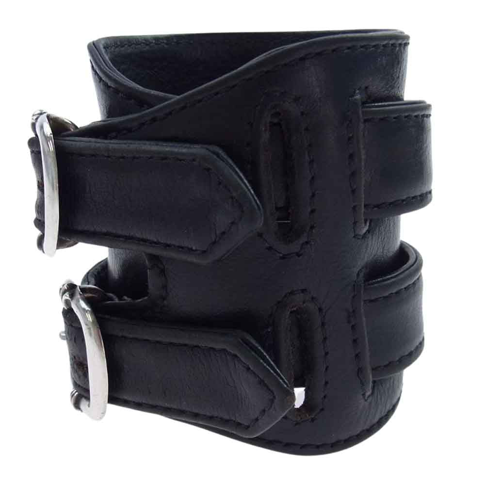 CHROME HEARTS クロムハーツ（原本無） R&R ロックンロール ガンスリンガー ダブル レザー ブレスレット ブラック系【中古】