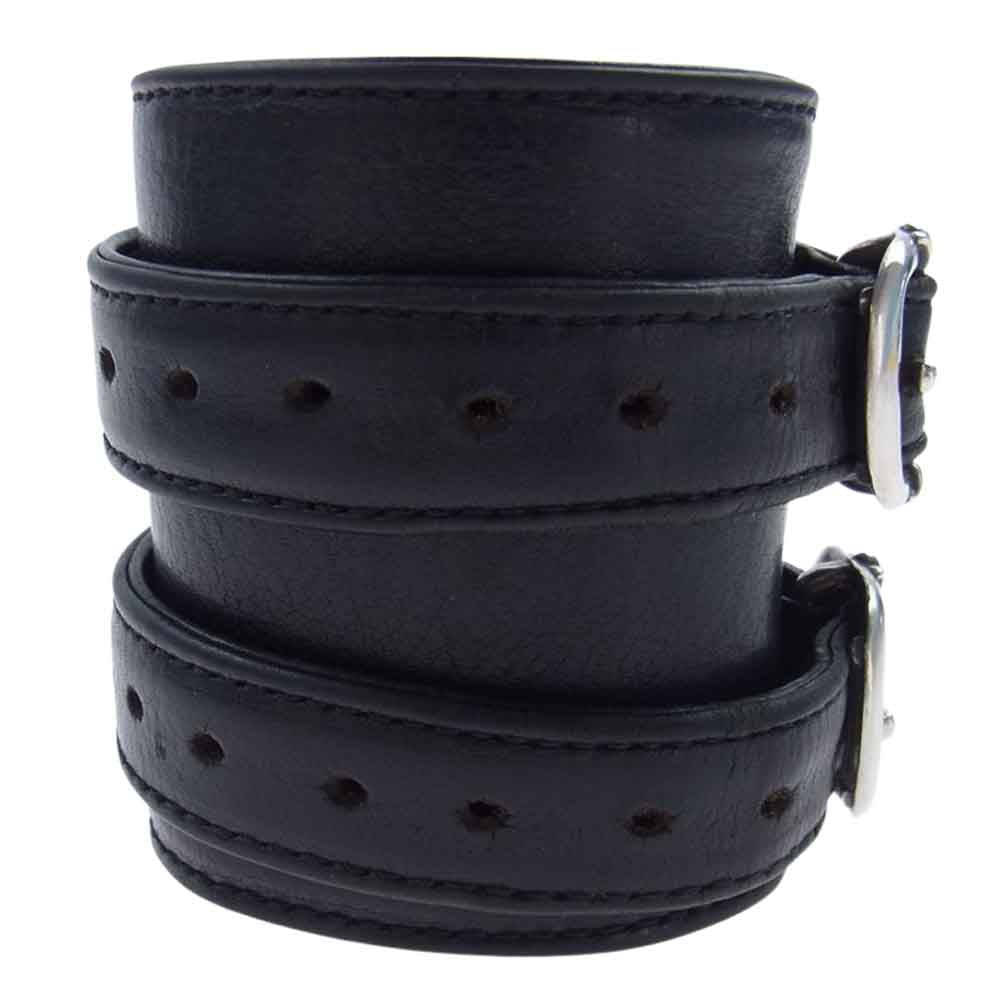CHROME HEARTS クロムハーツ（原本無） R&R ロックンロール ガンスリンガー ダブル レザー ブレスレット ブラック系【中古】