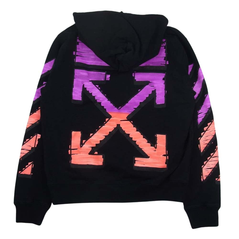 OFF-WHITE オフホワイト OMBB034R21FLE003 MARKER SLIM HOODIE マーカー スリム フーディ ロゴ プリント プルオーバー パーカー ブラック系 L【中古】