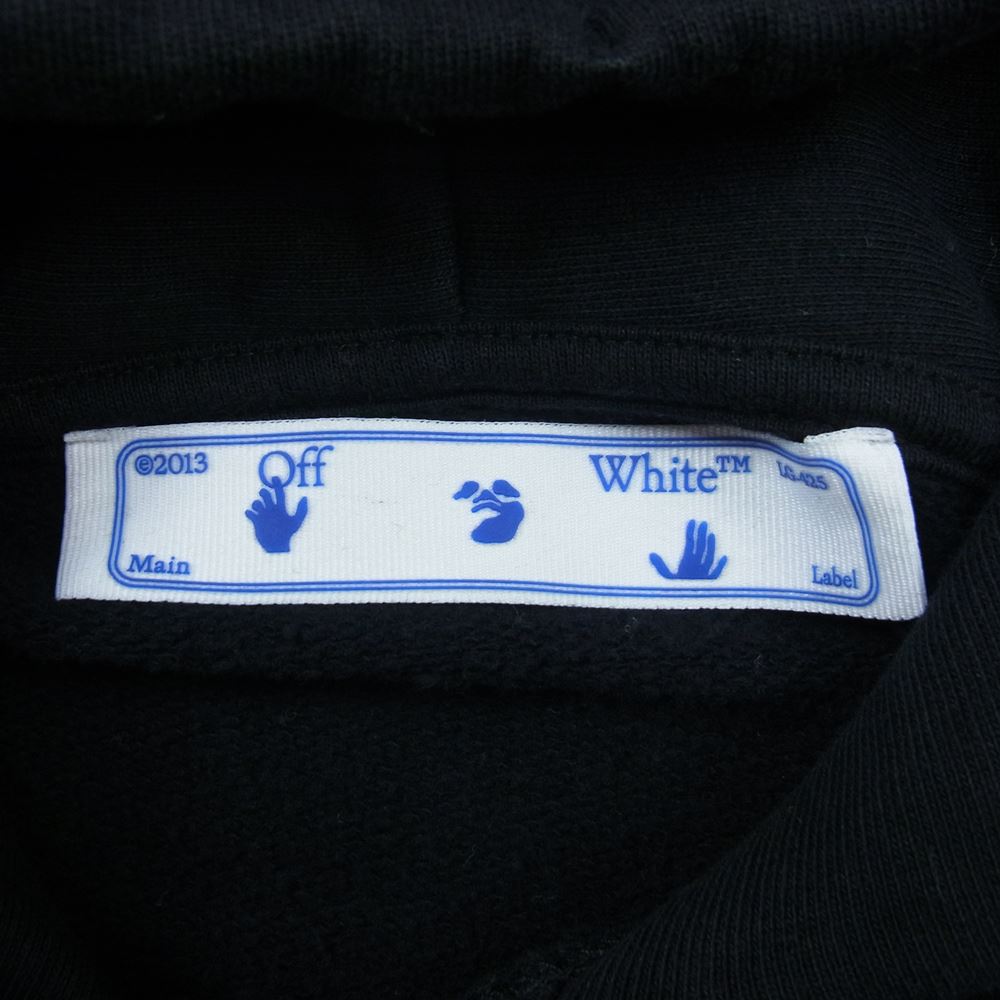OFF-WHITE オフホワイト OMBB034R21FLE003 MARKER SLIM HOODIE マーカー スリム フーディ ロゴ プリント プルオーバー パーカー ブラック系 L【中古】