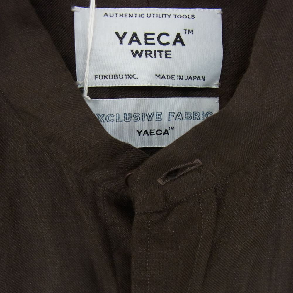 YAECA ヤエカ 49105 スタンドカラー プルオーバー リネン 長袖 シャツ ブラウン系 S【美品】【中古】