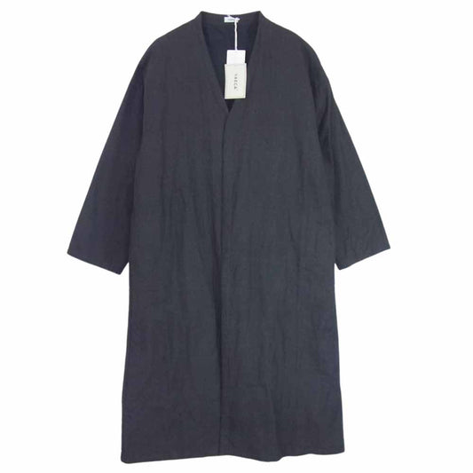 YAECA ヤエカ 048 コットン ノーカラー コート LOGWOOD チャコールブラック M【美品】【中古】