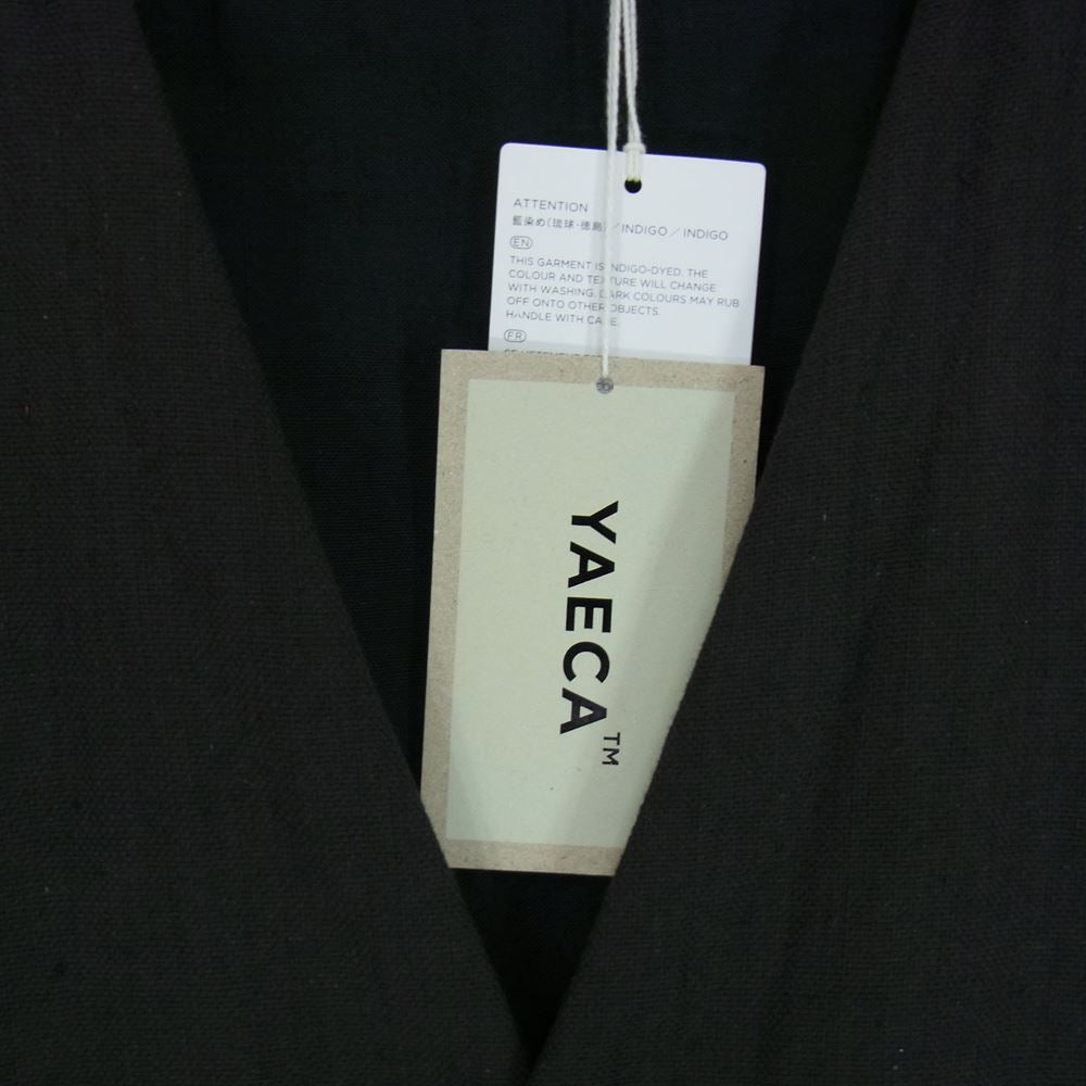 YAECA ヤエカ 048 コットン ノーカラー コート LOGWOOD チャコールブラック M【美品】【中古】