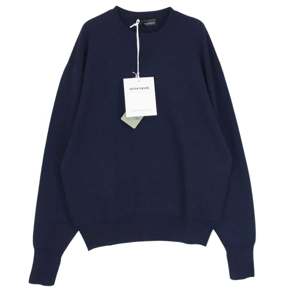 JOHN SMEDLEY ジョンスメドレー KS22FJS01 × KAPTAIN SUNSHINE キャプテンサンシャイン 1980 Double V Pullover ダブル Vネック プルオーバー スウェット ネイビー系 M【新古品】【未使用】【中古】