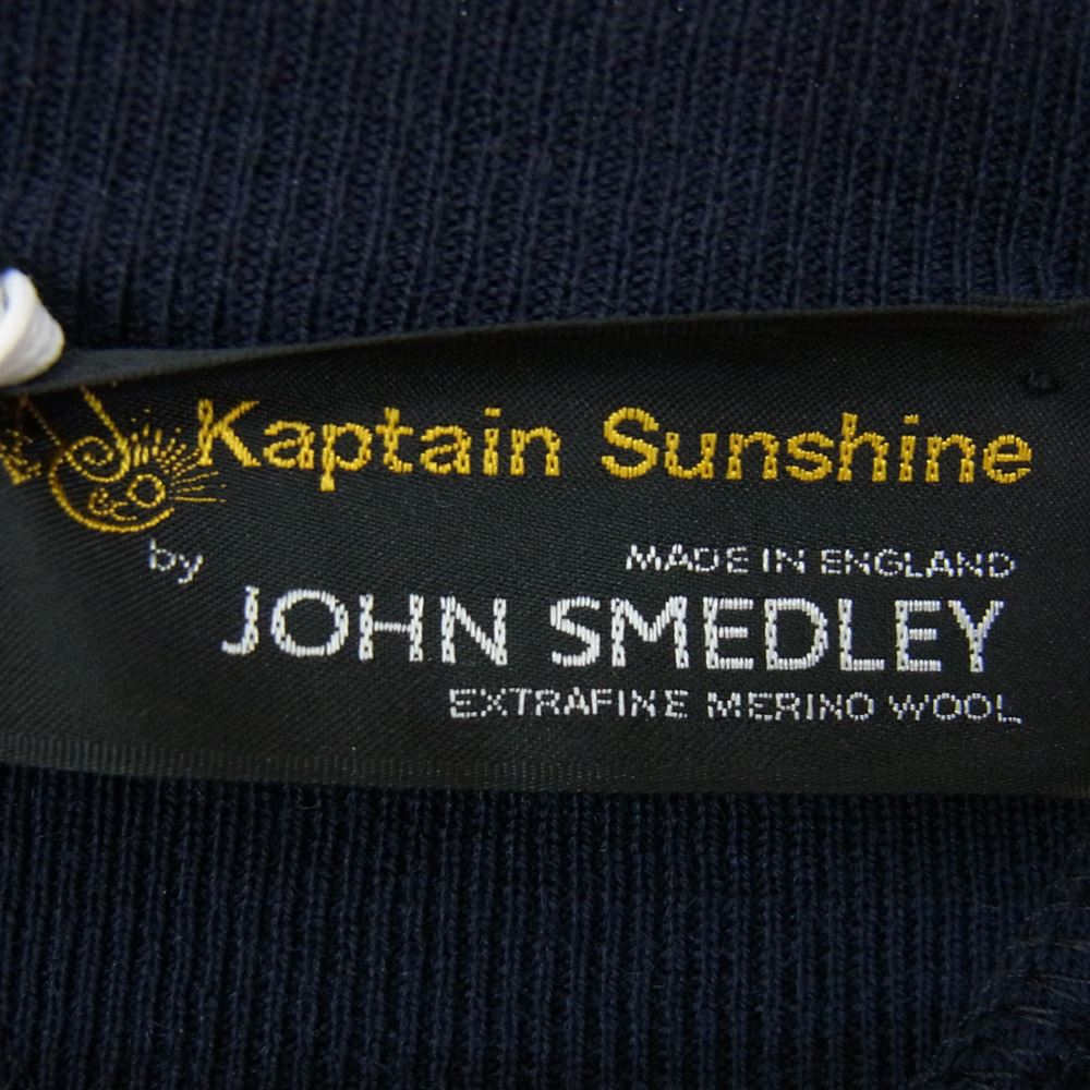 JOHN SMEDLEY ジョンスメドレー KS22FJS01 × KAPTAIN SUNSHINE キャプテンサンシャイン 1980 Double V Pullover ダブル Vネック プルオーバー スウェット ネイビー系 M【新古品】【未使用】【中古】
