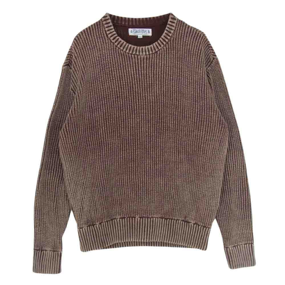 ブルーポート VINTAGE WASH CREW NECK KNIT ビンテージ ウオッシュ ニット ブラウン系 L【中古】
