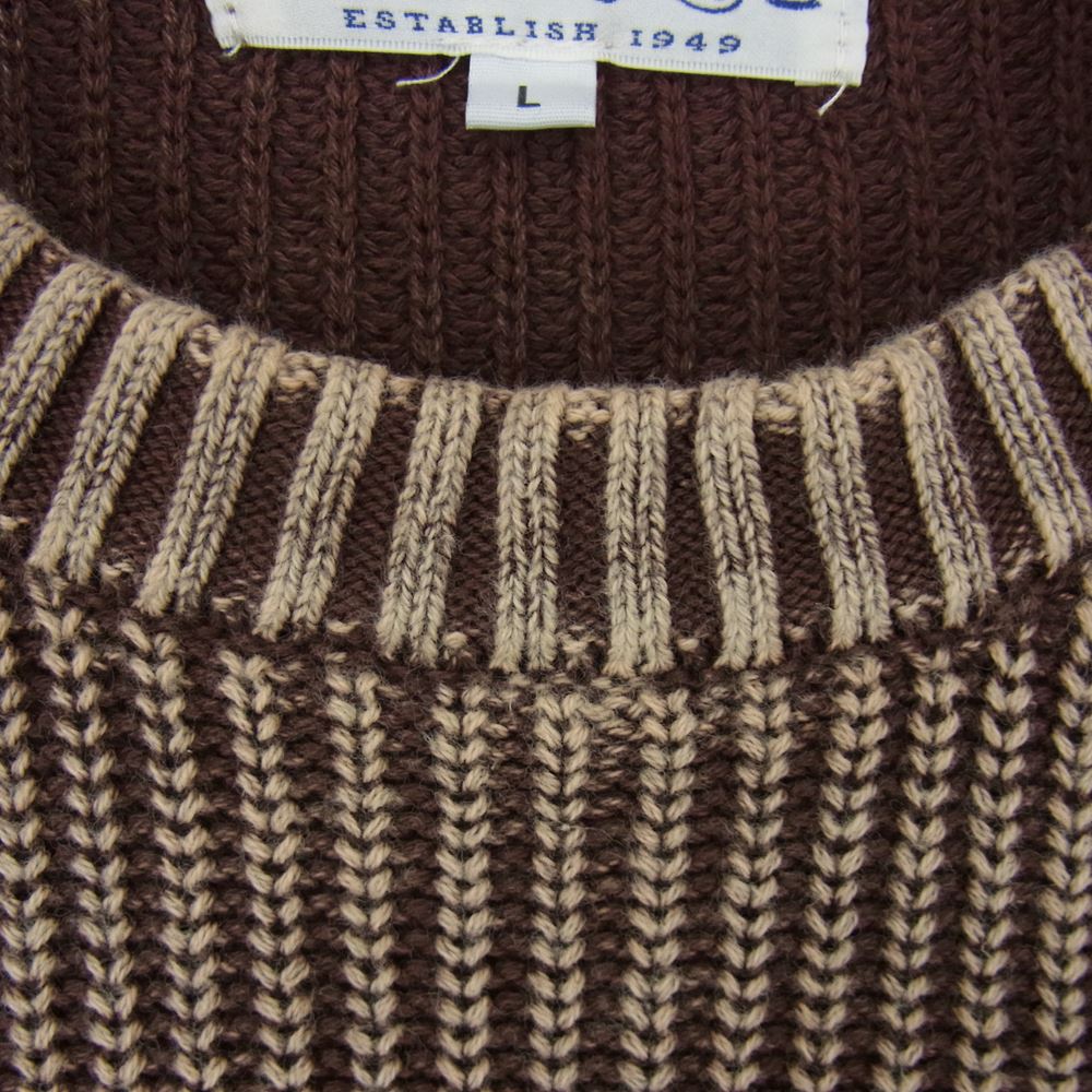 ブルーポート VINTAGE WASH CREW NECK KNIT ビンテージ ウオッシュ ニット ブラウン系 L【中古】