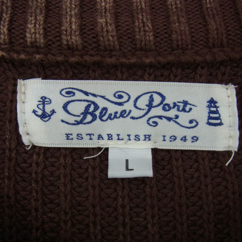 ブルーポート VINTAGE WASH CREW NECK KNIT ビンテージ ウオッシュ ニット ブラウン系 L【中古】