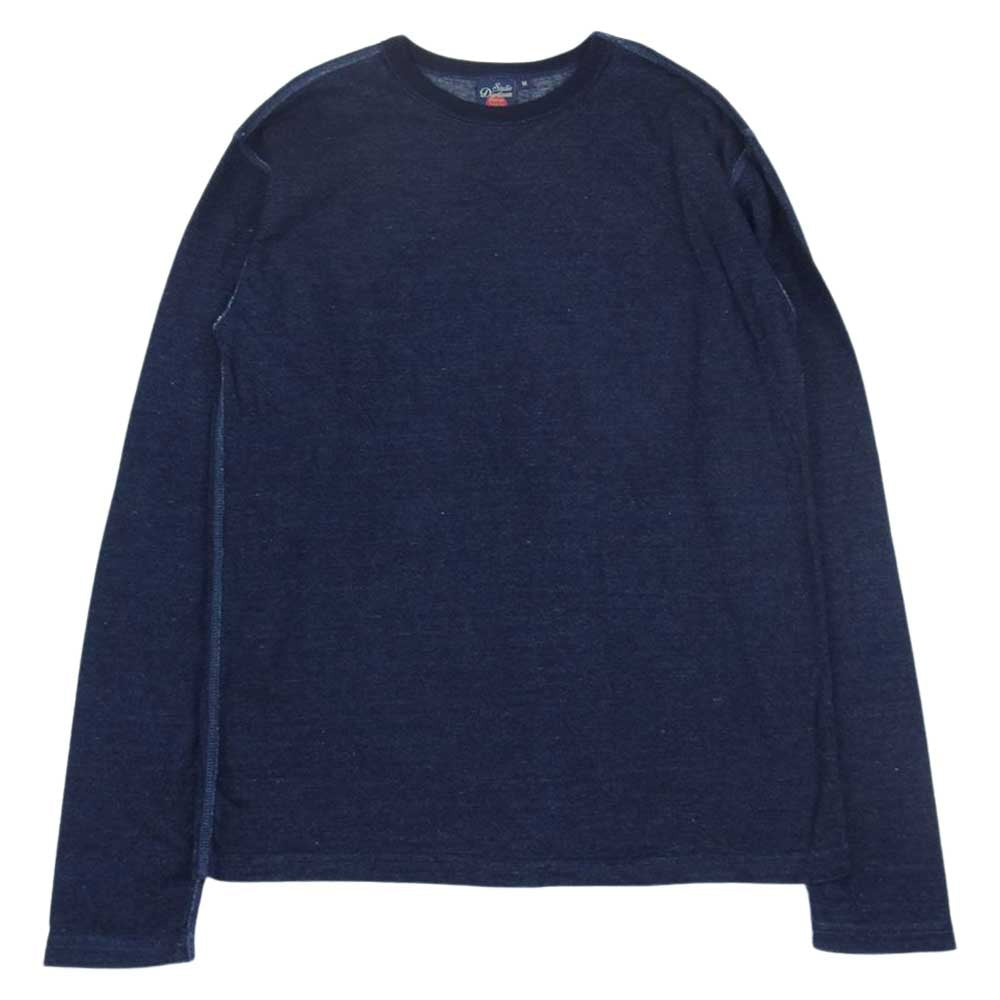 STUDIO D’ARTISAN ステュディオダルチザン 先染め インディゴ 長袖 Tシャツ インディゴブルー系 M【中古】