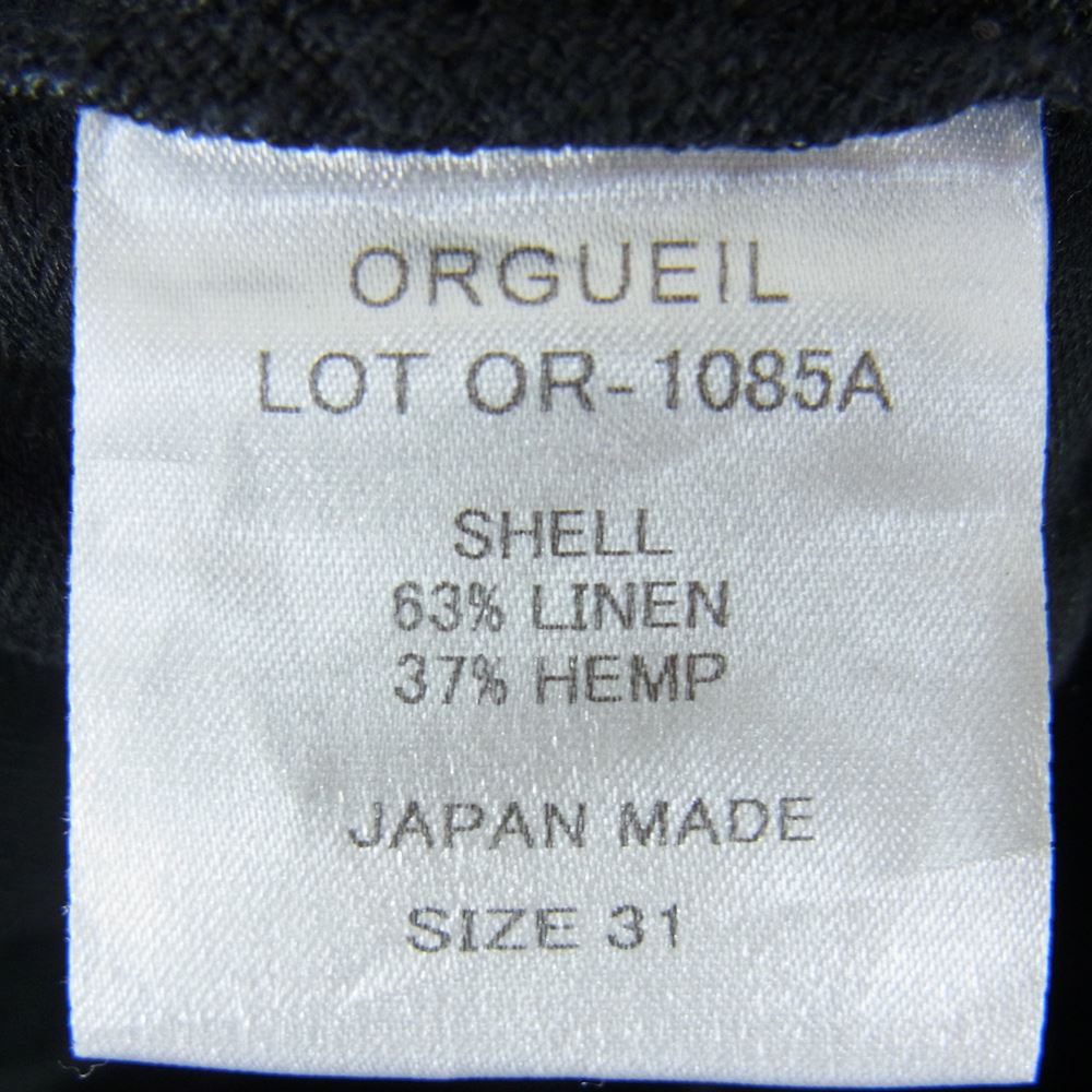 ORGUEIL オルゲイユ OR-1085A Black Linen Trousers ブラック リネン トラウザー パンツ ブラック系 31【美品】【中古】