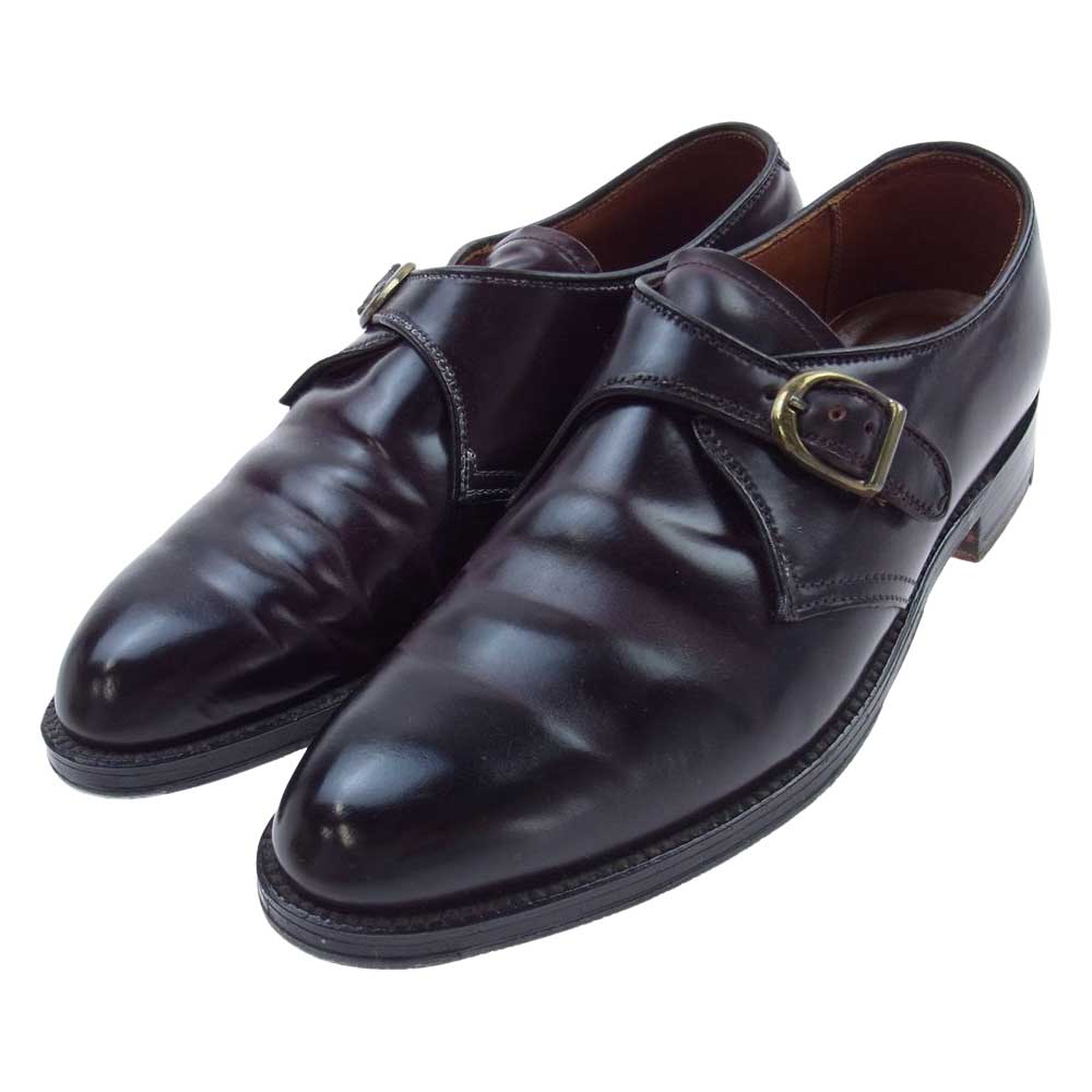 ALDEN オールデン 954 スチールプレート ゴムソール 後付け モンクストラップ レザー シューズ ブラウン系 6.5【中古】