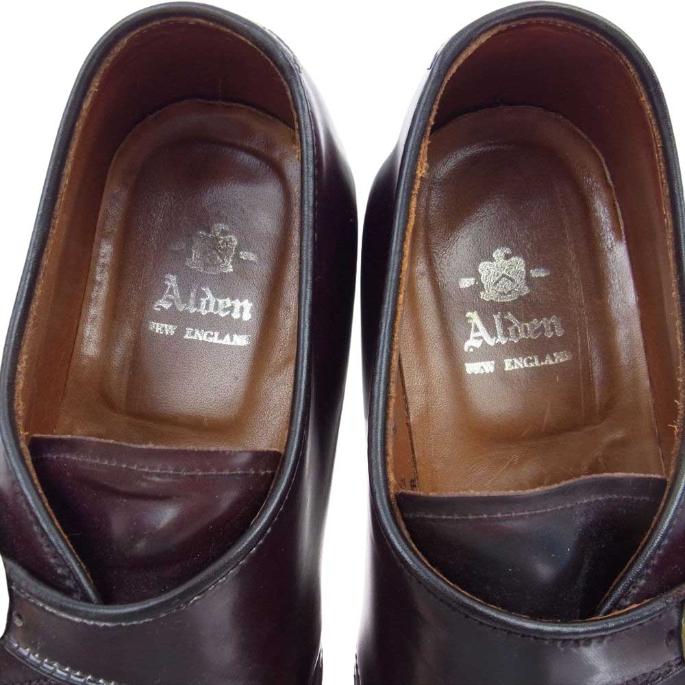 ALDEN オールデン 954 スチールプレート ゴムソール 後付け モンクストラップ レザー シューズ ブラウン系 6.5【中古】