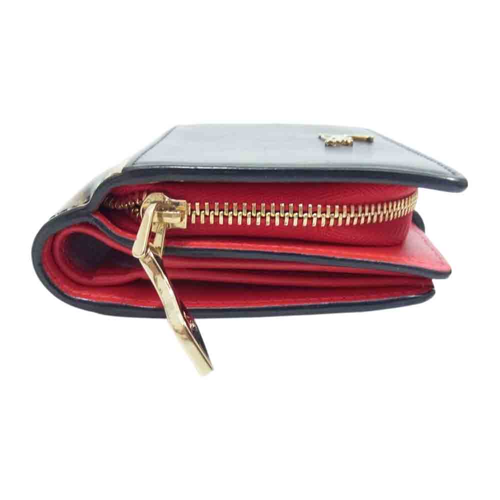 Christian Louboutin クリスチャンルブタン レオパード レザー 二つ折り財布 コンパクトウォレット ブラック系【中古】