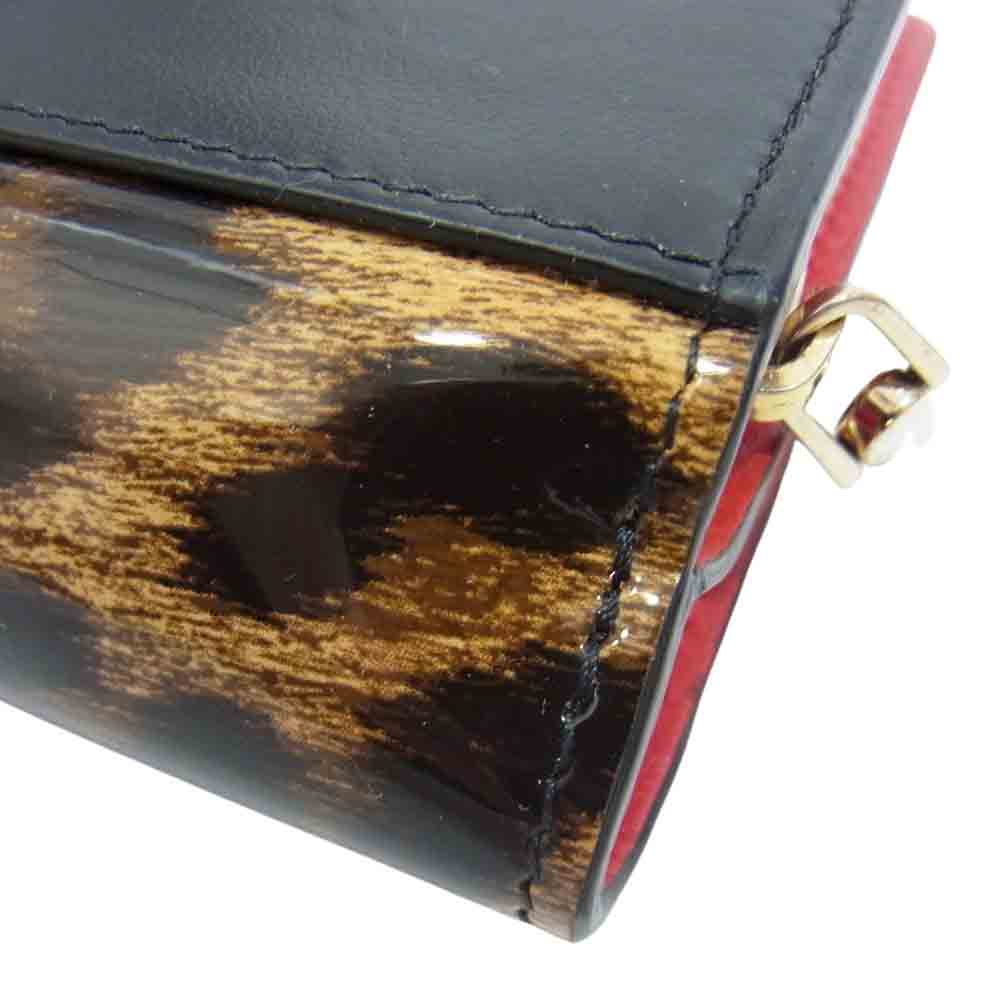 Christian Louboutin クリスチャンルブタン レオパード レザー 二つ折り財布 コンパクトウォレット ブラック系【中古】