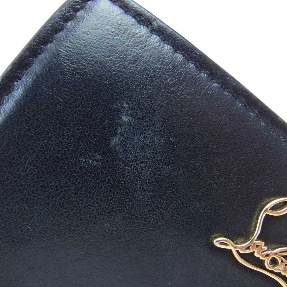 Christian Louboutin クリスチャンルブタン レオパード レザー 二つ折り財布 コンパクトウォレット ブラック系【中古】