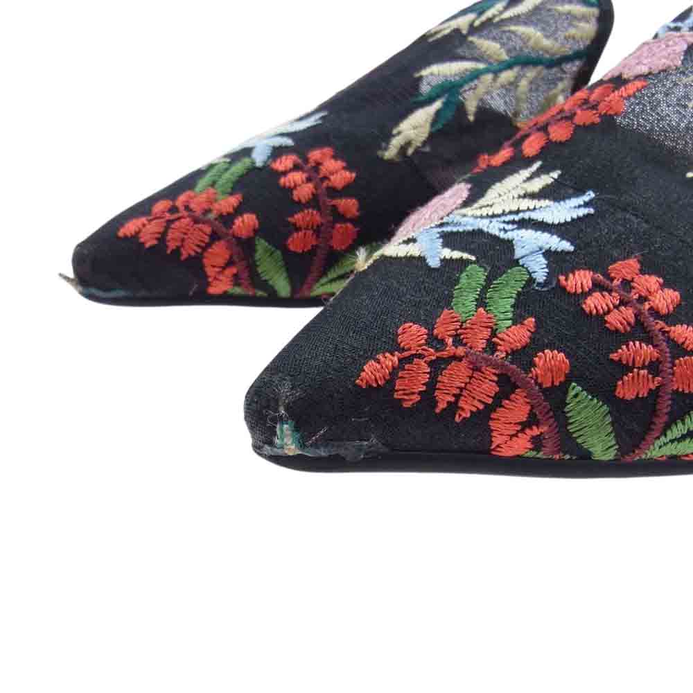 プリティ バレリーナ 刺繍 バレエ シューズ ブラック系 38【中古】