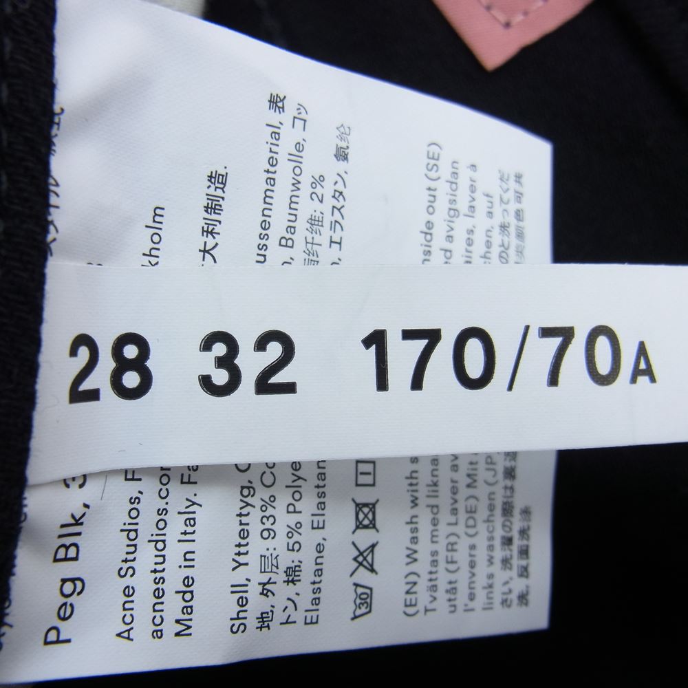 ACNE STUDIOS アクネストゥディオズ 18SS 30D176-123 Bla Konst コットン スキニー パンツ ブラック ブラック系 28 32 170/70A【中古】