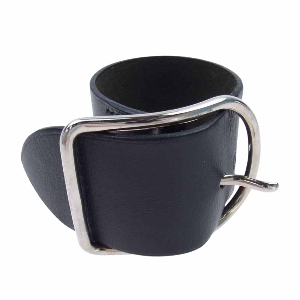 HERMES エルメス アピ GM レザー ワイド ブレスレッド ブラック系【中古】