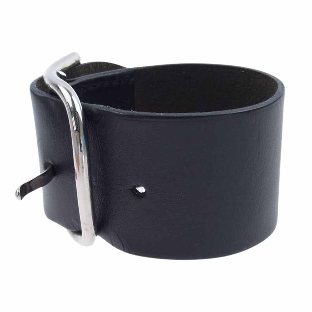 HERMES エルメス アピ GM レザー ワイド ブレスレッド ブラック系【中古】