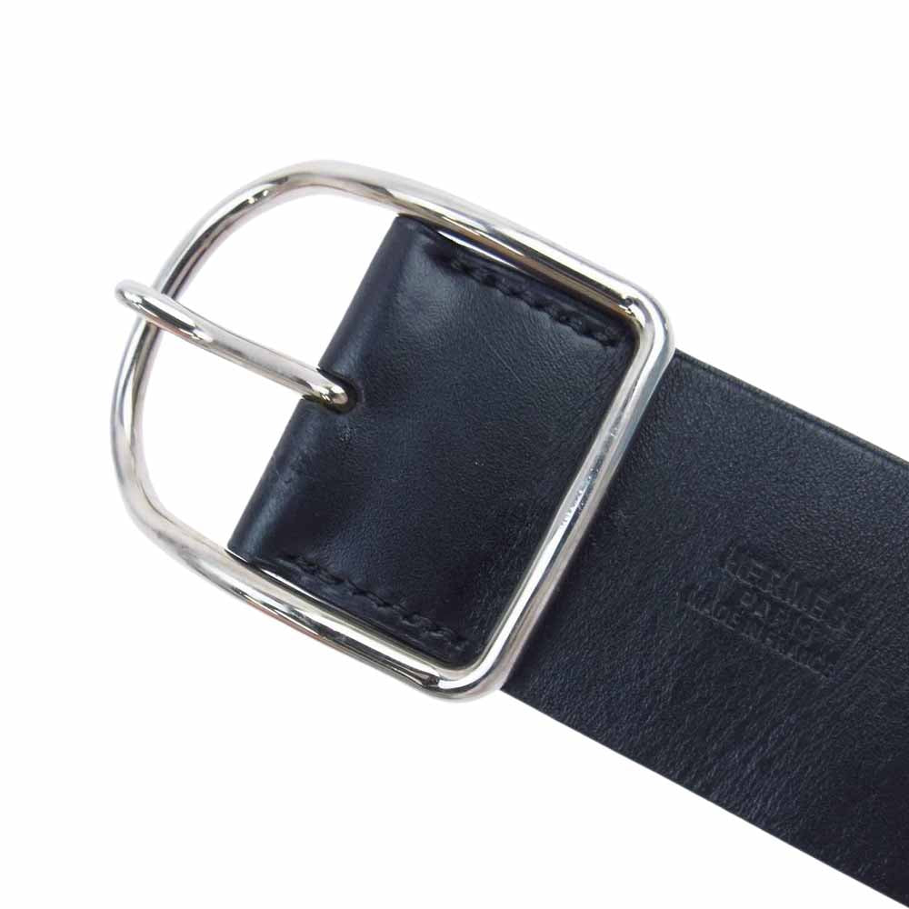 HERMES エルメス アピ GM レザー ワイド ブレスレッド ブラック系【中古】