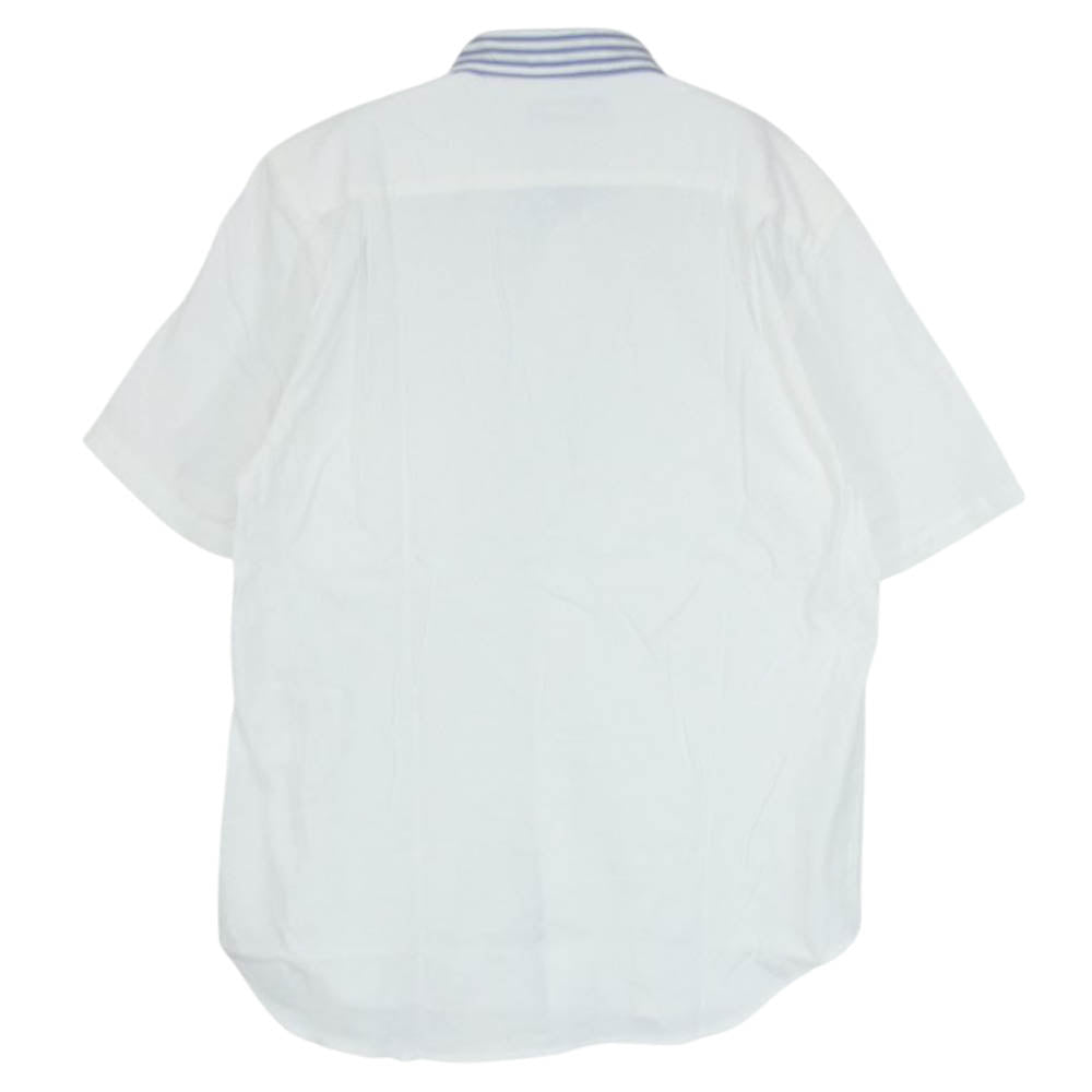 COMME des GARCONS HOMME コムデギャルソンオム AD2008 HC-B024 比翼切替 ストライプ 半袖 シャツ ポロシャツ 半袖シャツ ホワイト系 S【中古】