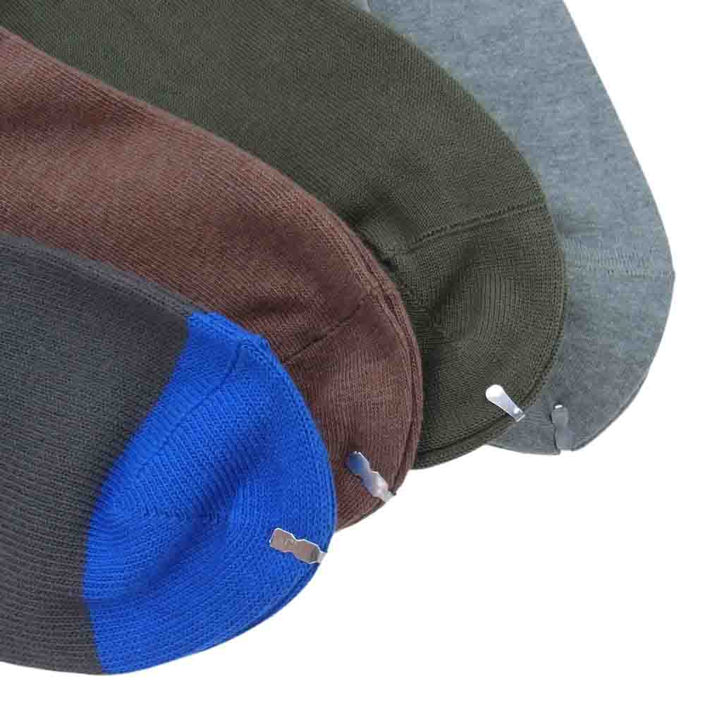 COMME des GARCONS HOMME PLUS コムデギャルソンオムプリュス チェック カラーブロック 切替 ロゴ ソックス 靴下 4足組 セット グレー系 ブラウン系 グリーン系【極上美品】【中古】