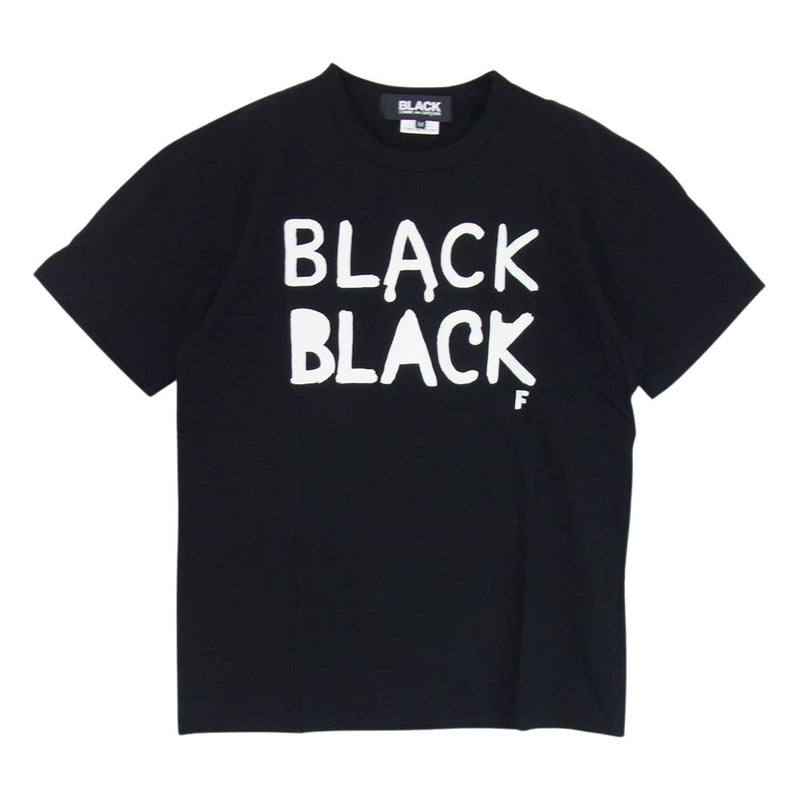 BLACK COMME des GARCONS ブラックコムデギャルソン AD2009 1D-T202 プリント ロゴ 半袖 クルーネック Tシャツ ブラック系 M【中古】