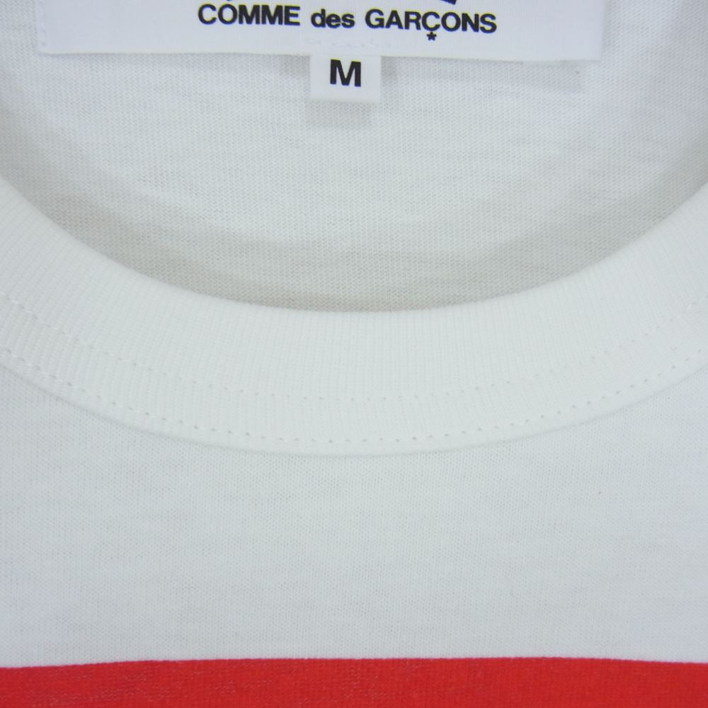 PLAY COMME des GARCONS プレイコムデギャルソン AD2004 AZ-T024 CDG PLAY HEART S/S TEE ハート ロゴ ボーダー プリント 半袖 Tシャツ ホワイト系 M【美品】【中古】