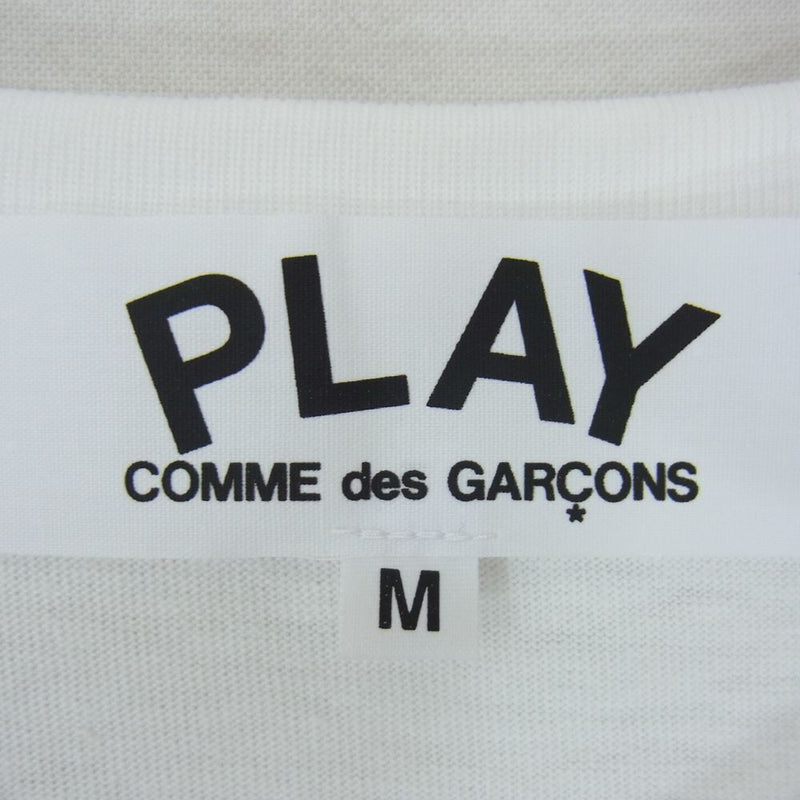 PLAY COMME des GARCONS プレイコムデギャルソン AD2004 AZ-T024 CDG PLAY HEART S/S TEE ハート ロゴ ボーダー プリント 半袖 Tシャツ ホワイト系 M【美品】【中古】