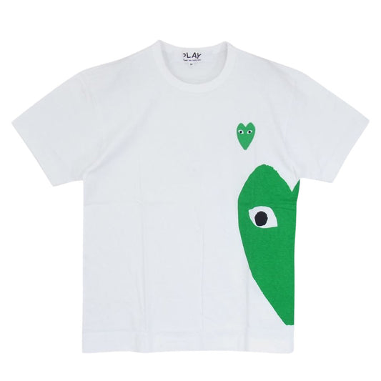 PLAY COMME des GARCONS プレイコムデギャルソン AD2010 AZ-T062 CDG PLAY GREEN HEART ハート ビッグロゴ プリント 半袖 Tシャツ ホワイト系 M【美品】【中古】