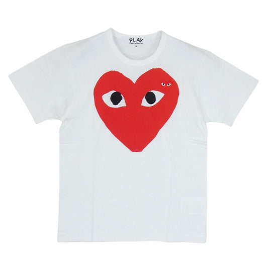 PLAY COMME des GARCONS プレイコムデギャルソン AD2005 AZ-T026 CDG PLAY HEART S/S TEE ハート ロゴ プリント 半袖 Tシャツ ホワイト系 M【美品】【中古】