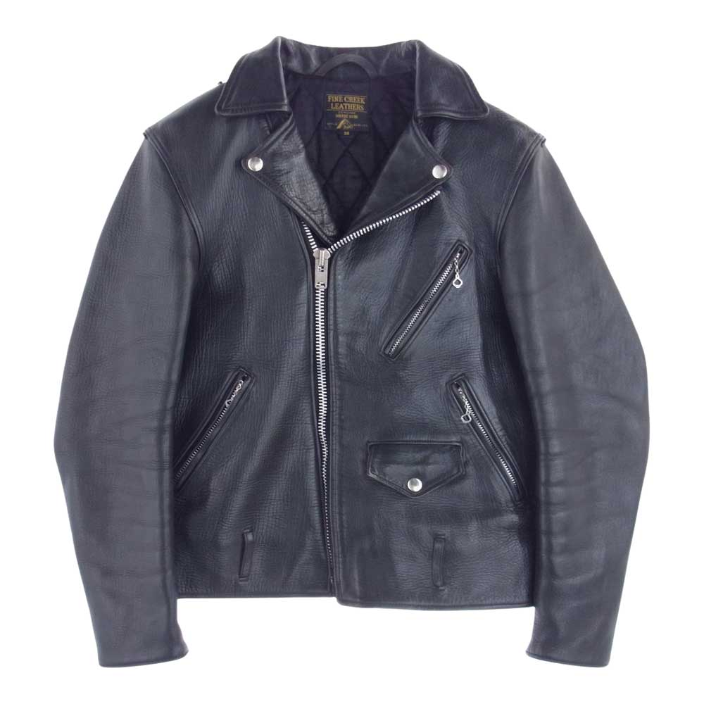 FINE CREEK LEATHERS ファインクリークレザー LEON CUSTOM 茶芯 レオン カスタム ホースハイド ライダース ジャケット ブラック系 38【中古】