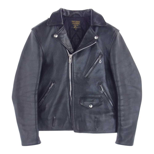 FINE CREEK LEATHERS ファインクリークレザー LEON CUSTOM 茶芯 レオン カスタム ホースハイド ライダース ジャケット ブラック系 38【中古】