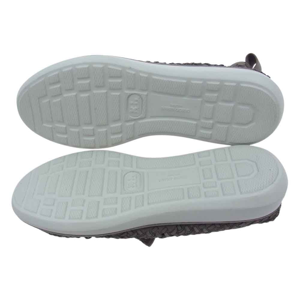 GIORGIO ARMANI ジョルジオアルマーニ 編み込み メッシュ レザー ローカット シューズ スニーカー チャコール系【中古】