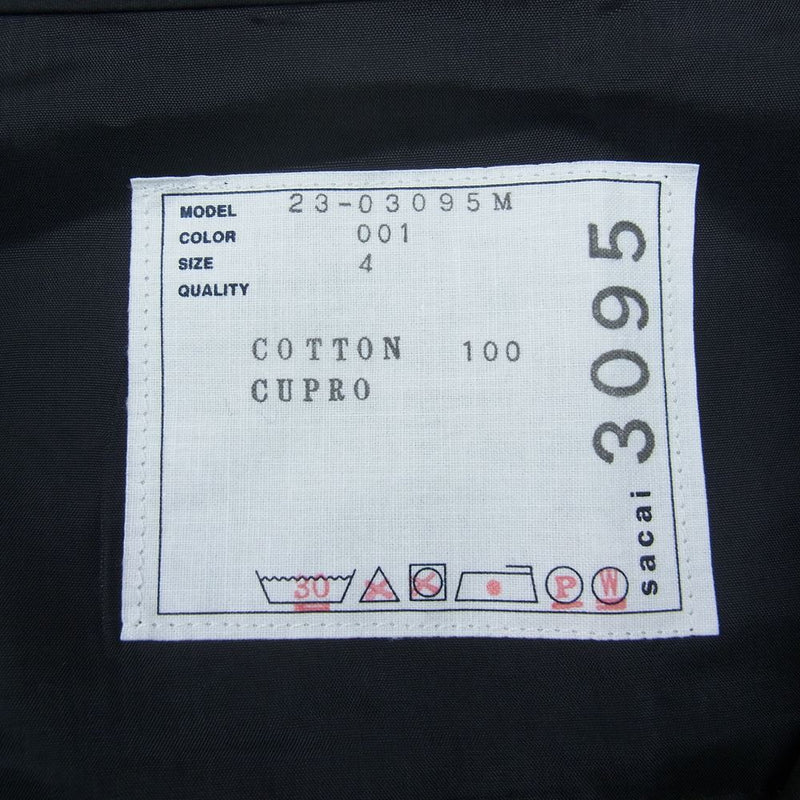 Sacai サカイ 23SS 23-03095M Thomas Mason Cotton Poplin Shirt トーマスメイソン コットンポプリン シャツ ブラック系 4【美品】【中古】