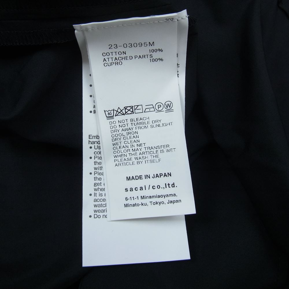 Sacai サカイ 23SS 23-03095M Thomas Mason Cotton Poplin Shirt トーマスメイソン コットンポプリン シャツ ブラック系 4【美品】【中古】