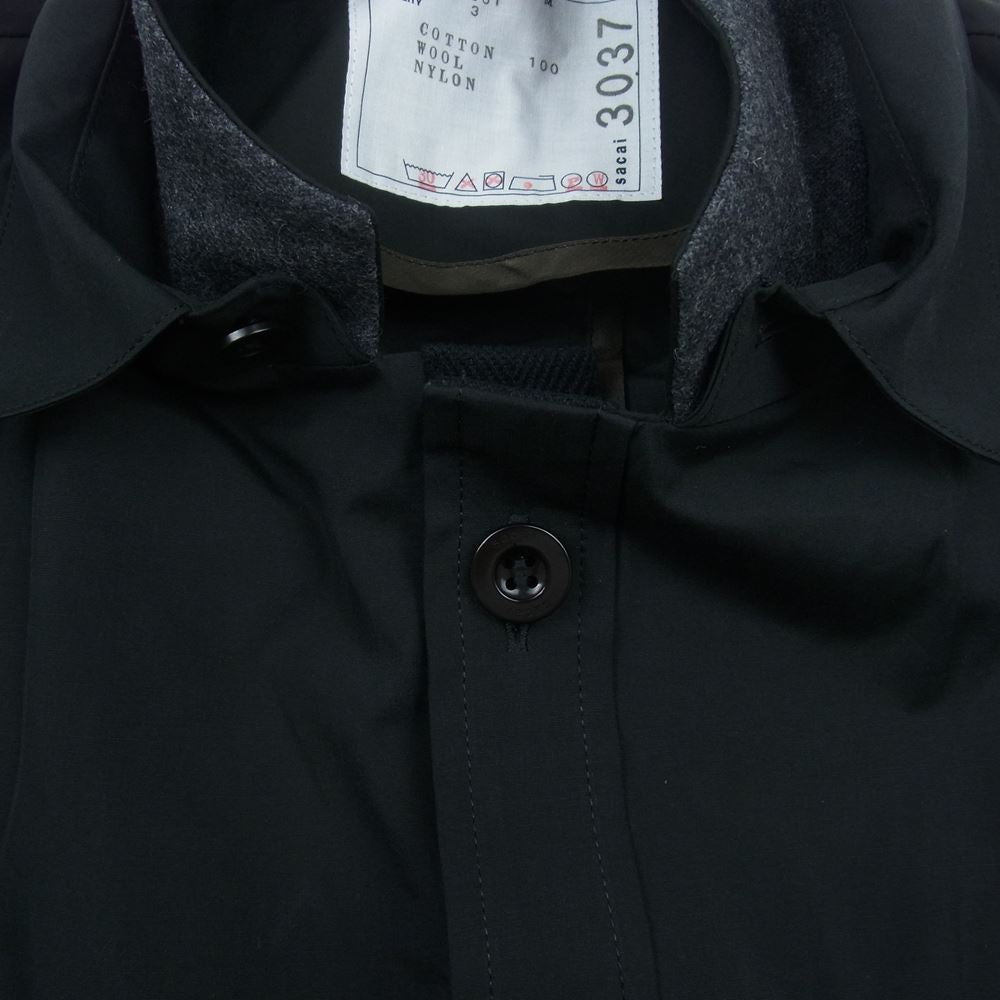 Sacai サカイ 23SS 23-03037M Thomas Mason Cotton Poplin Jacket トーマスメイソン コットンポプリン ドッキング シャツ ジャケット ブラック系 3【美品】【中古】