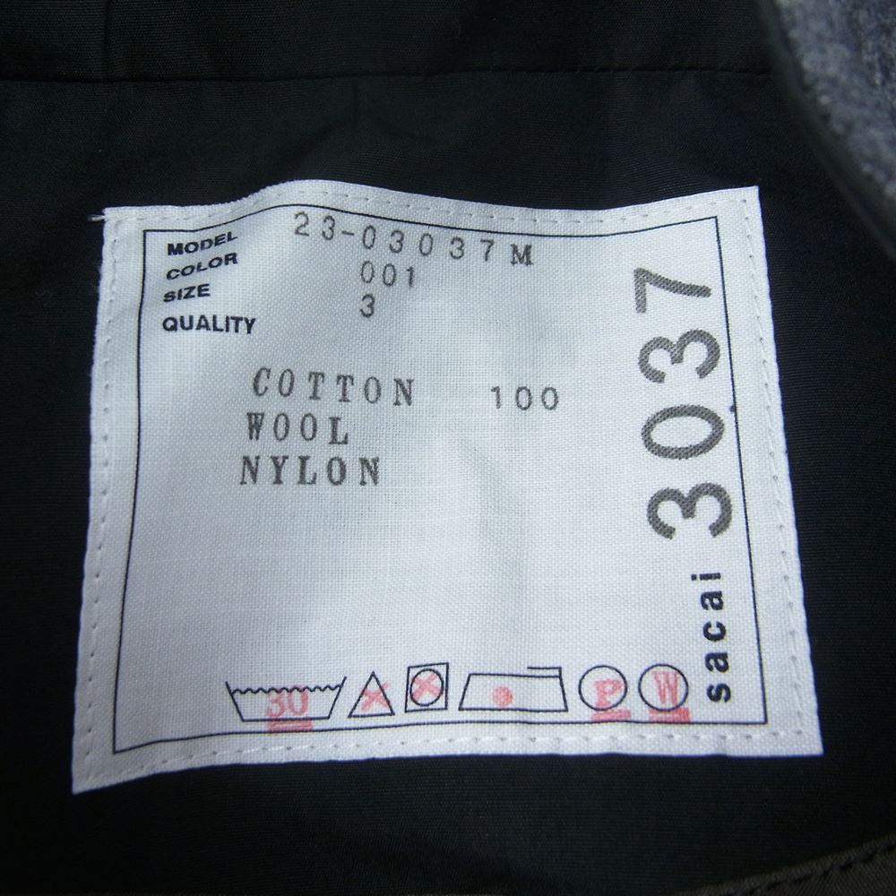 Sacai サカイ 23SS 23-03037M Thomas Mason Cotton Poplin Jacket トーマスメイソン コットンポプリン ドッキング シャツ ジャケット ブラック系 3【美品】【中古】