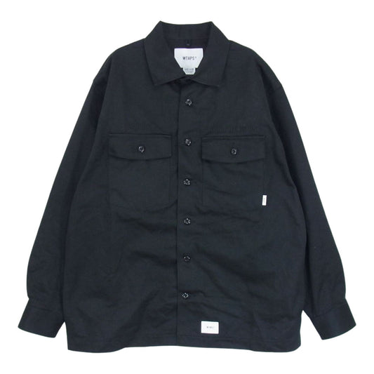 WTAPS ダブルタップス 22SS 221BRDT-SHM02 BUDS LS COTTON TWILL コットン ツイル ユーティリティ ミリタリー 長袖 シャツ ブラック系 02【中古】