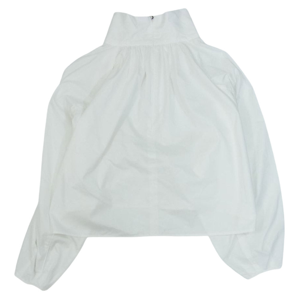 ミースロエ MWFT224059 ギャザー スタンドカラー ショート ブラウス 長袖 シャツ ホワイト系 F【極上美品】【中古】