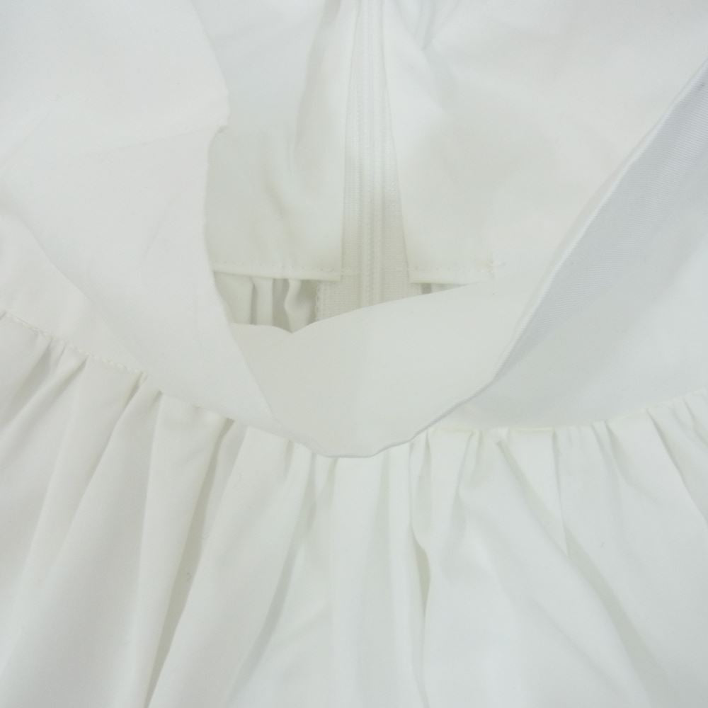 ミースロエ MWFT224059 ギャザー スタンドカラー ショート ブラウス 長袖 シャツ ホワイト系 F【極上美品】【中古】