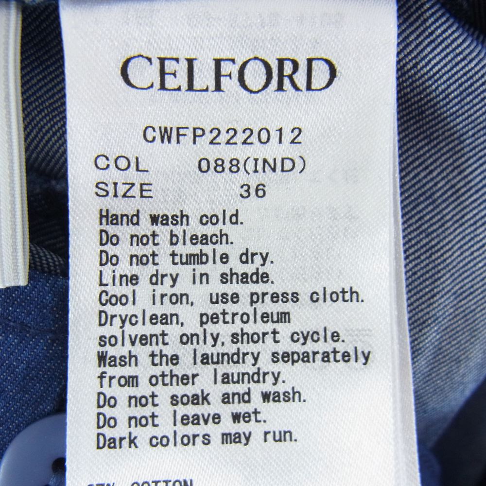 セルフォード 22ss CWFP222012 デニム メタル釦ワイドパンツ インディゴブルー系 36【中古】