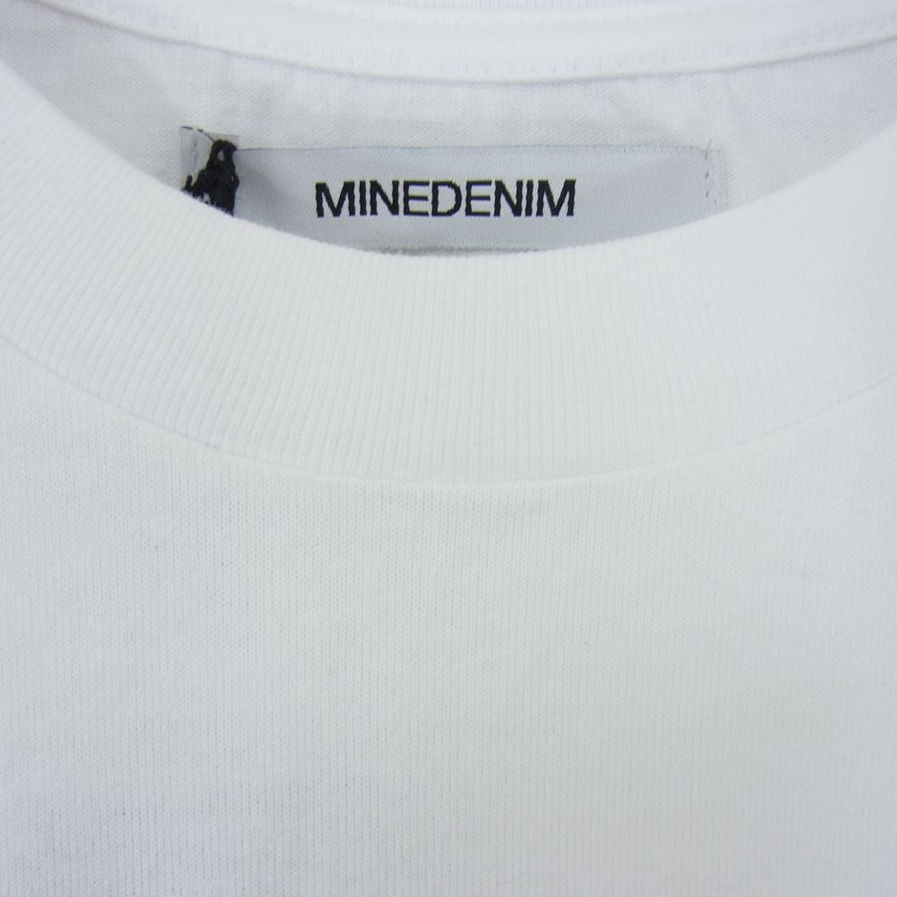 MINEDENIM マインデニム 2208-6002 NEVER NOT WORKING Crewneck T-SH プリント クルーネック 半袖 ポケット Tシャツ ホワイト系 M【新古品】【未使用】【中古】