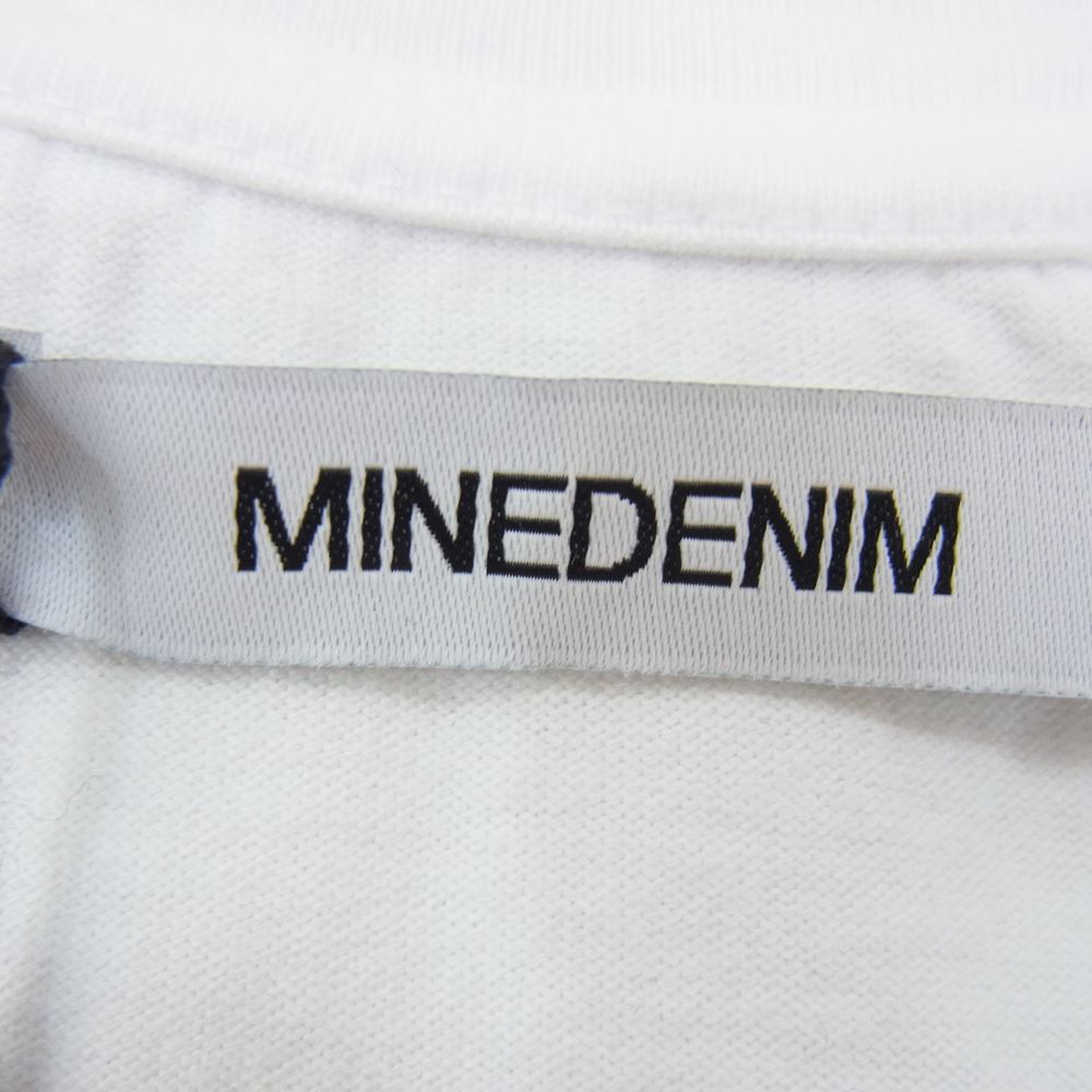 MINEDENIM マインデニム 2208-6002 NEVER NOT WORKING Crewneck T-SH プリント クルーネック 半袖 ポケット Tシャツ ホワイト系 M【新古品】【未使用】【中古】