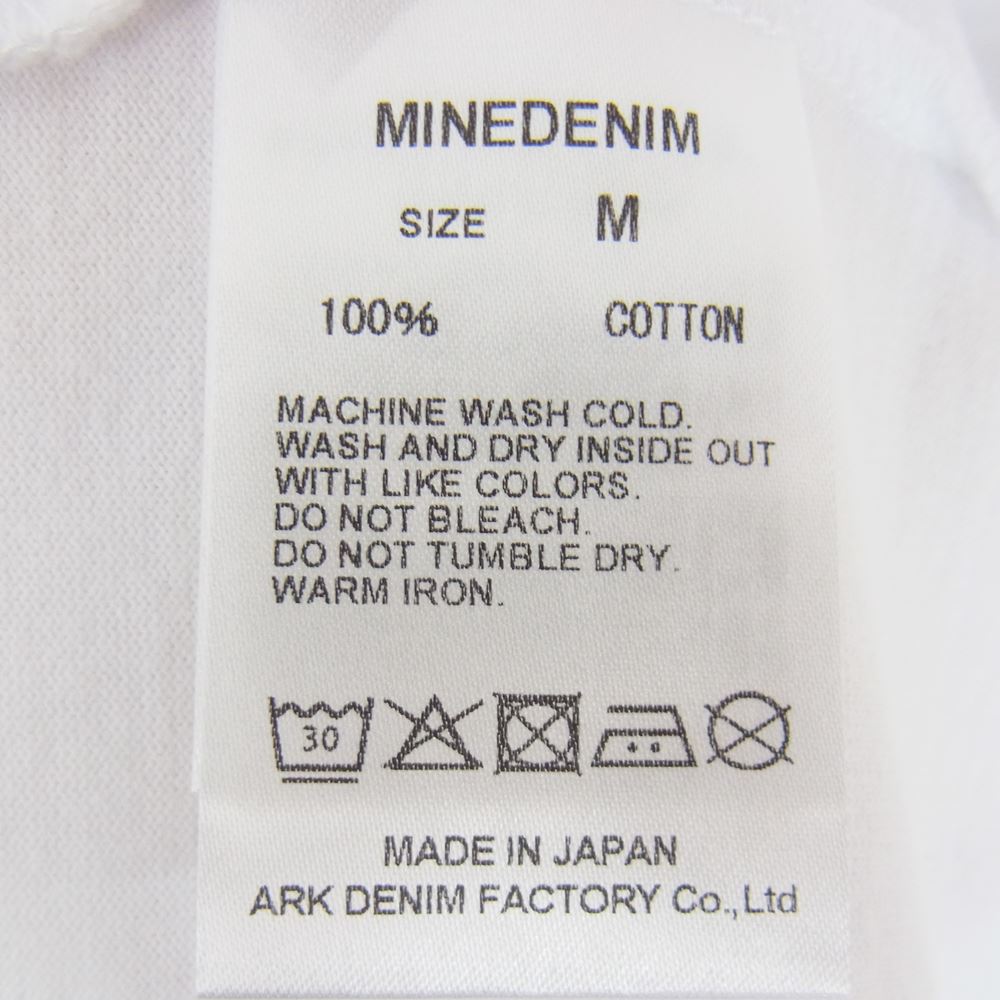 MINEDENIM マインデニム 2208-6002 NEVER NOT WORKING Crewneck T-SH プリント クルーネック 半袖 ポケット Tシャツ ホワイト系 M【新古品】【未使用】【中古】