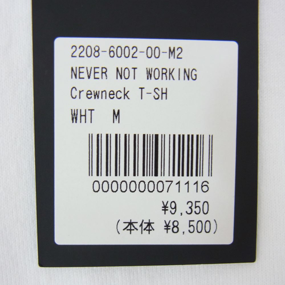 MINEDENIM マインデニム 2208-6002 NEVER NOT WORKING Crewneck T-SH プリント クルーネック 半袖 ポケット Tシャツ ホワイト系 M【新古品】【未使用】【中古】